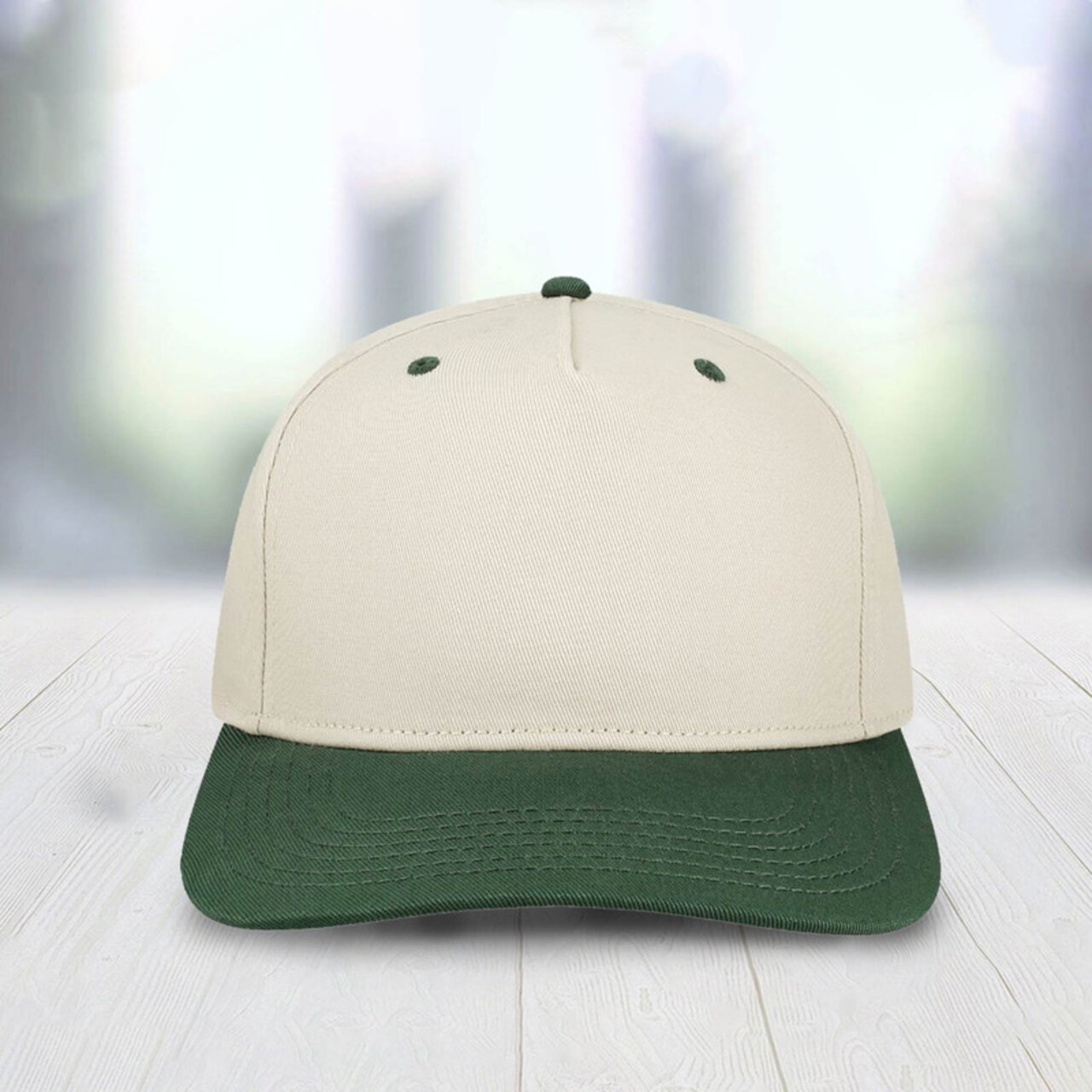 1 Count Heritage Twill Cap Mid Profile Five Panel Cotton with Contrast Eyelets Button